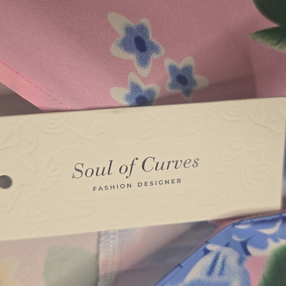 Soul Of Curves Pink Asymmetrical Tie Front Blouse, Womens Plus Size 1X, NWT - Picture 4 of 5